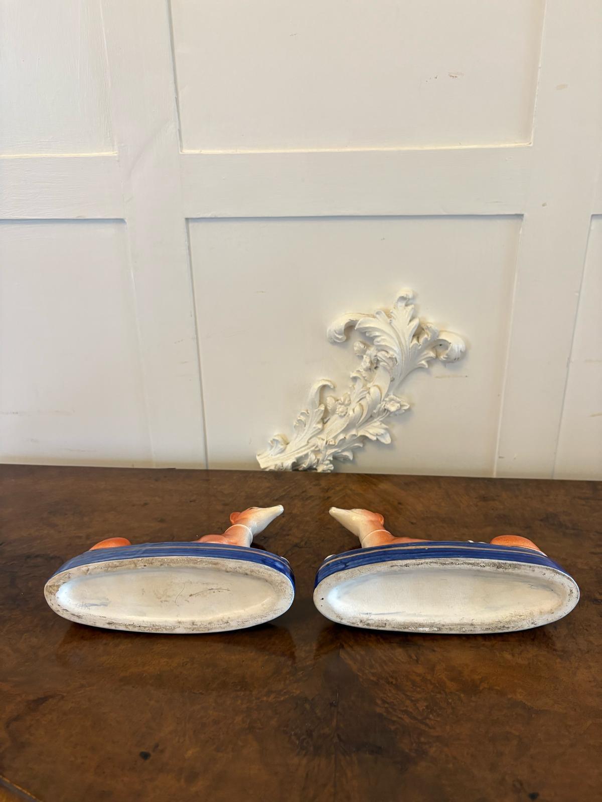 19th Century Antique Pair of Staffordshire Greyhound Inkwells For Sale