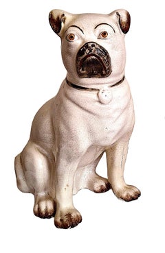 Antique Pair of Staffordshire Pug Dogs