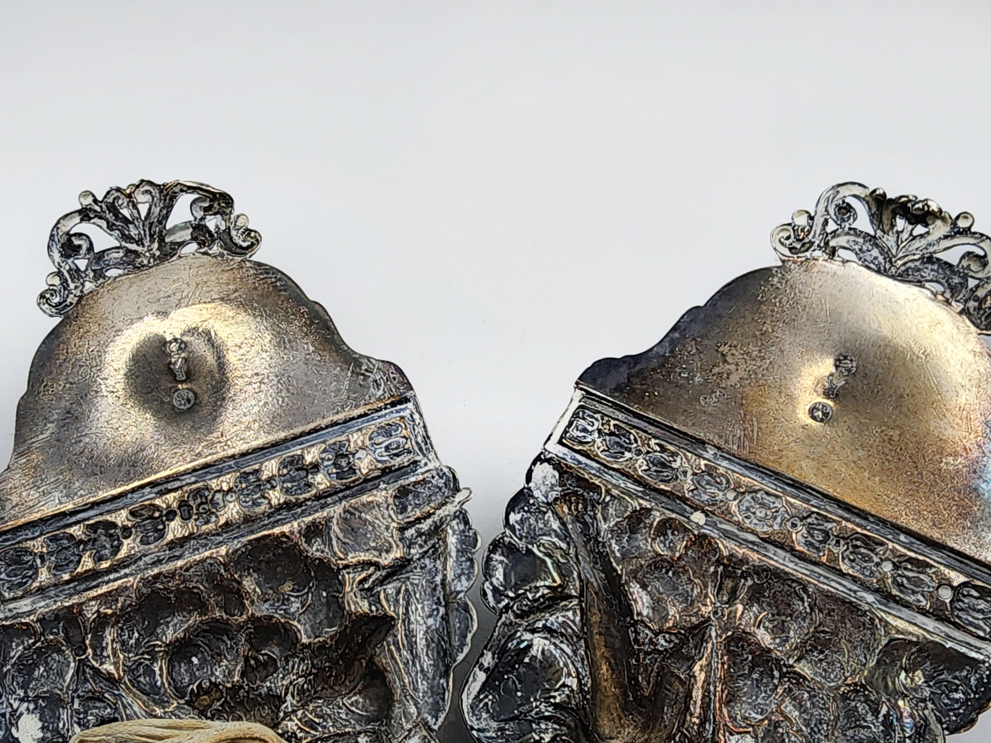 19th Century Antique Pair of sterling silver holy water fonts For Sale
