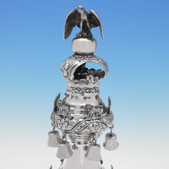 Antique Pair of Sterling Silver Rimonim, London 1916 Morris Salkind