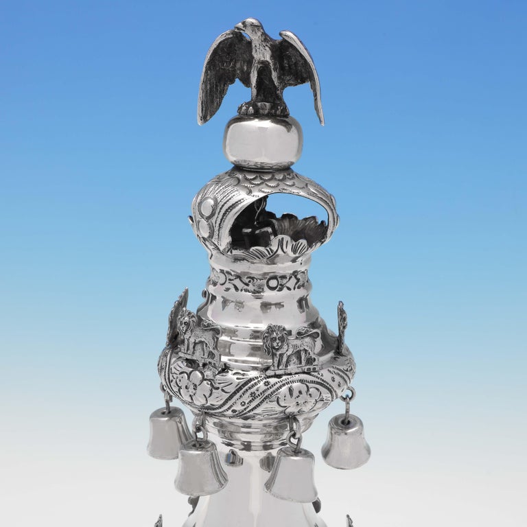 Antique Pair of Sterling Silver Rimonim, London 1916 Morris Salkind For ...