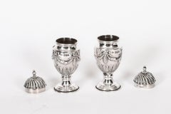 Antique Pair of Sterling Silver Salt & Pepper Shakers 1885 19th Century