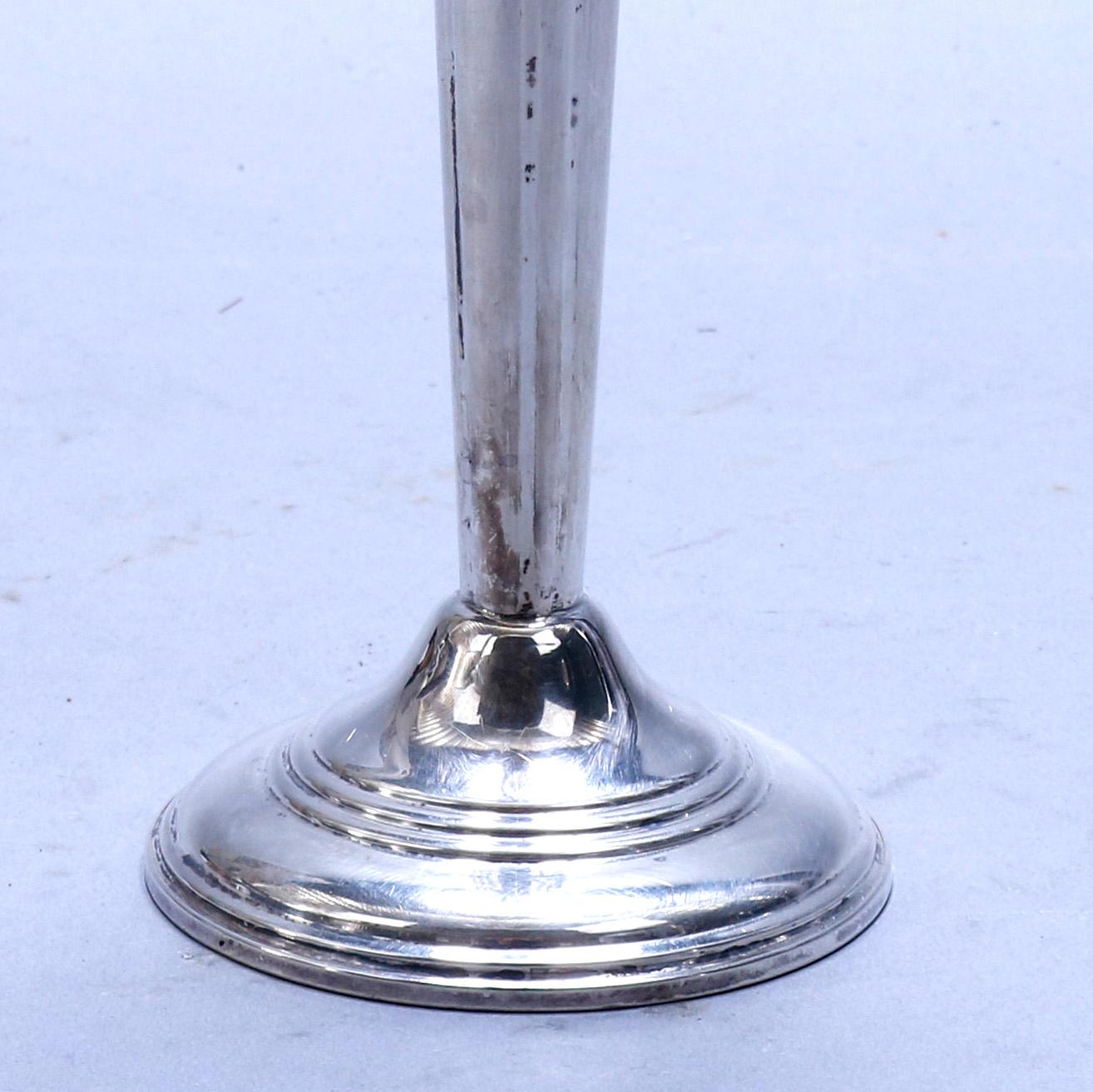American Antique Pair of Sterling Silver Weighted Candlesticks, circa 1910