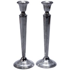 Antique Pair of Sterling Silver Weighted Candlesticks, circa 1910