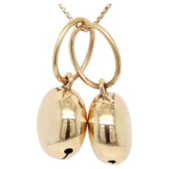 Antique Pair of Tiffany & Co. 14K Gold Bell Charms or Pendants for a Necklace