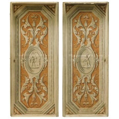 Antique Pair of Tuscan Doors, Painted with Cherubs, 18th Century, Italy