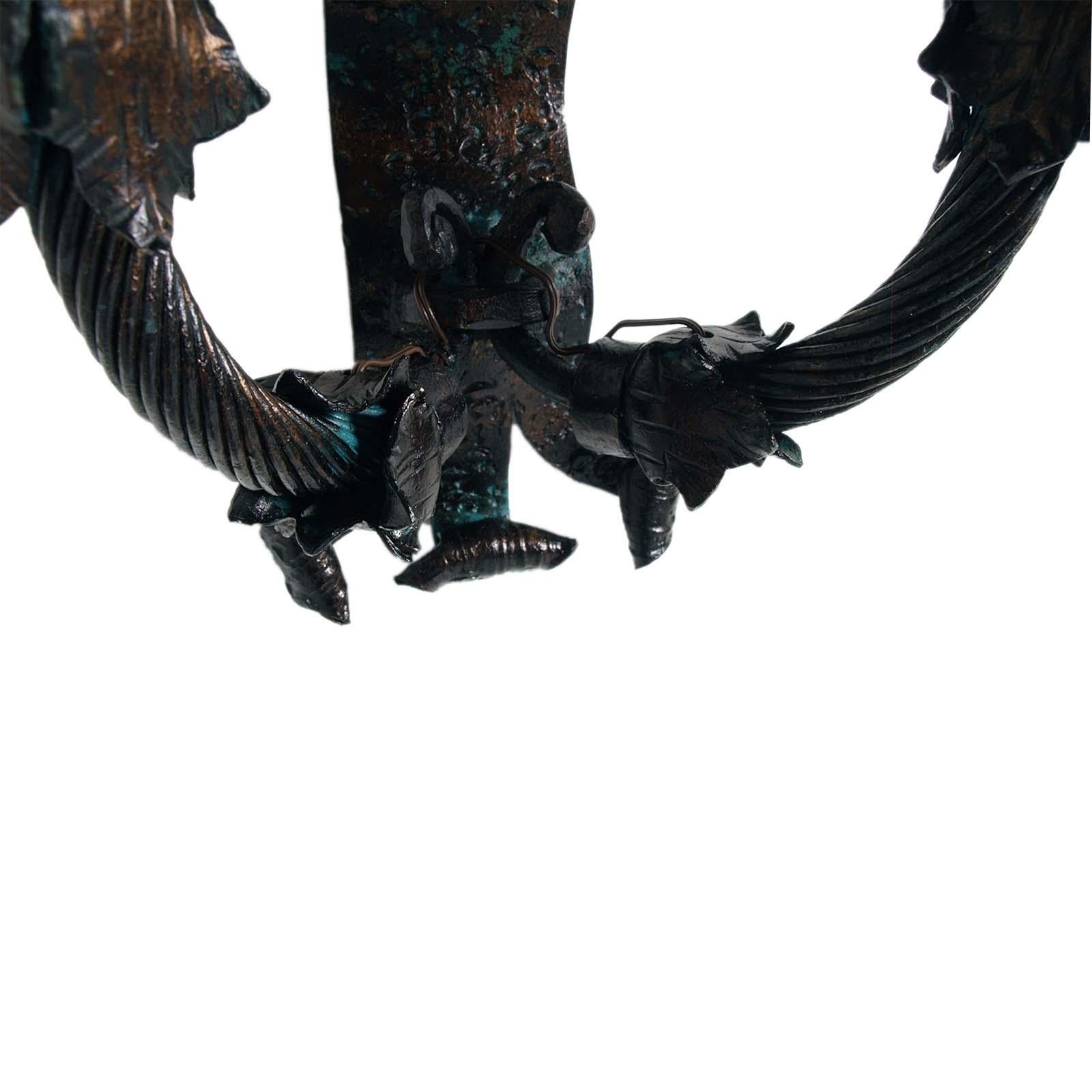 19th Century Antique Pair of Tuscan Renaissance outdoor wall lights, gold-green wrought iron