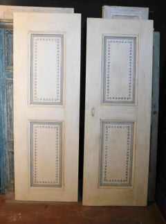 Antique Pair of Two-Panel Lacquered Doors, White and Gray, 19th Century, Italy