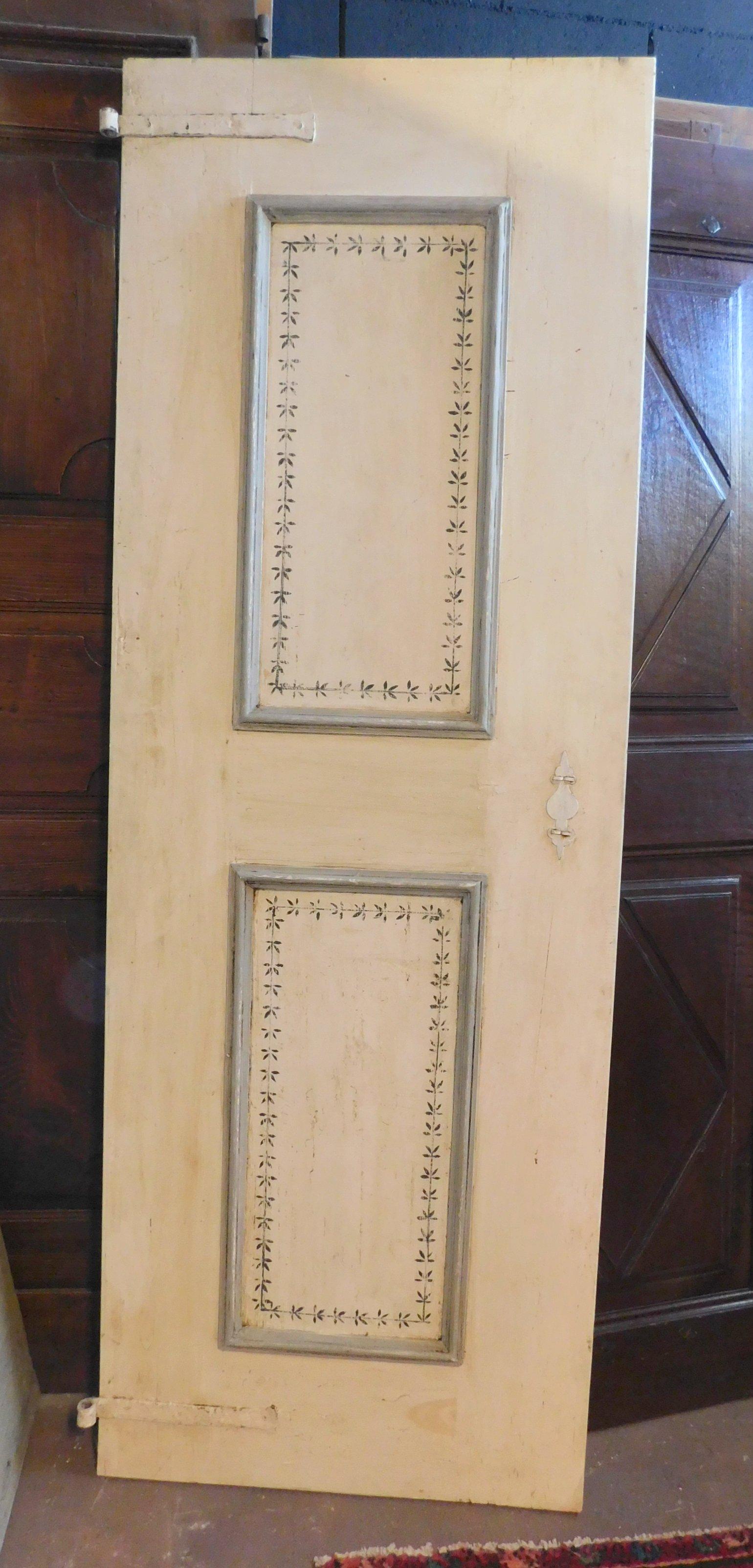 Antikes Paar zweiflügelige lackierte Türen:: weiß und grau:: 19. Jahrhundert:: Italien (Holz) im Angebot