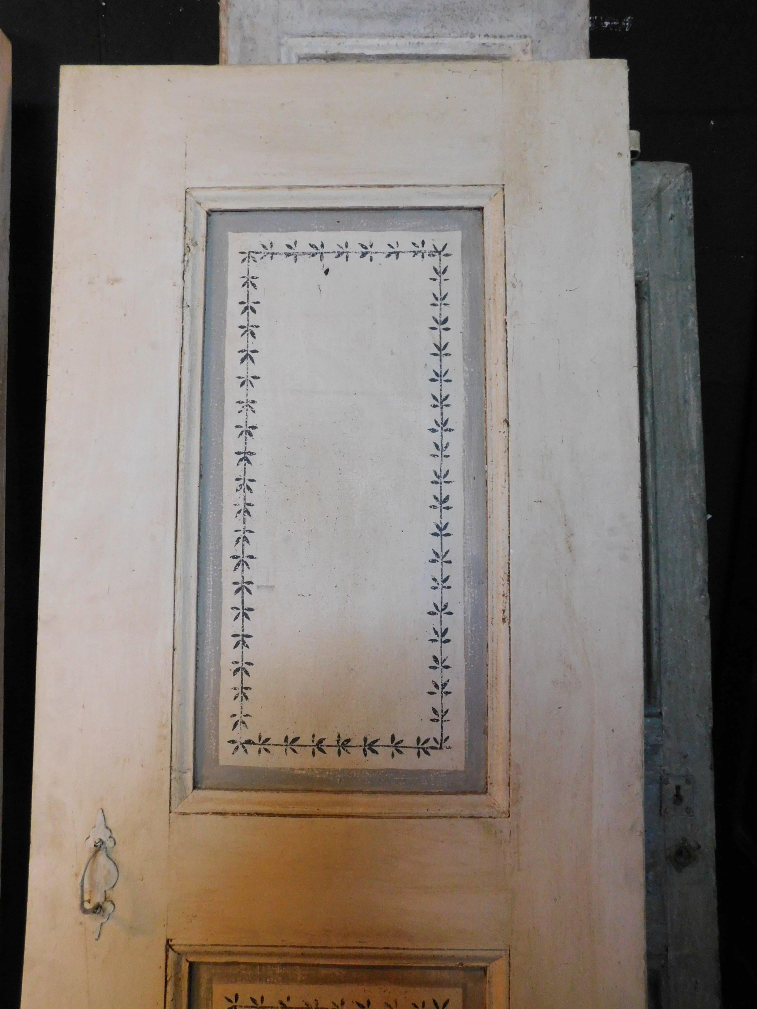 Antikes Paar zweiflügelige lackierte Türen:: weiß und grau:: 19. Jahrhundert:: Italien im Angebot 3