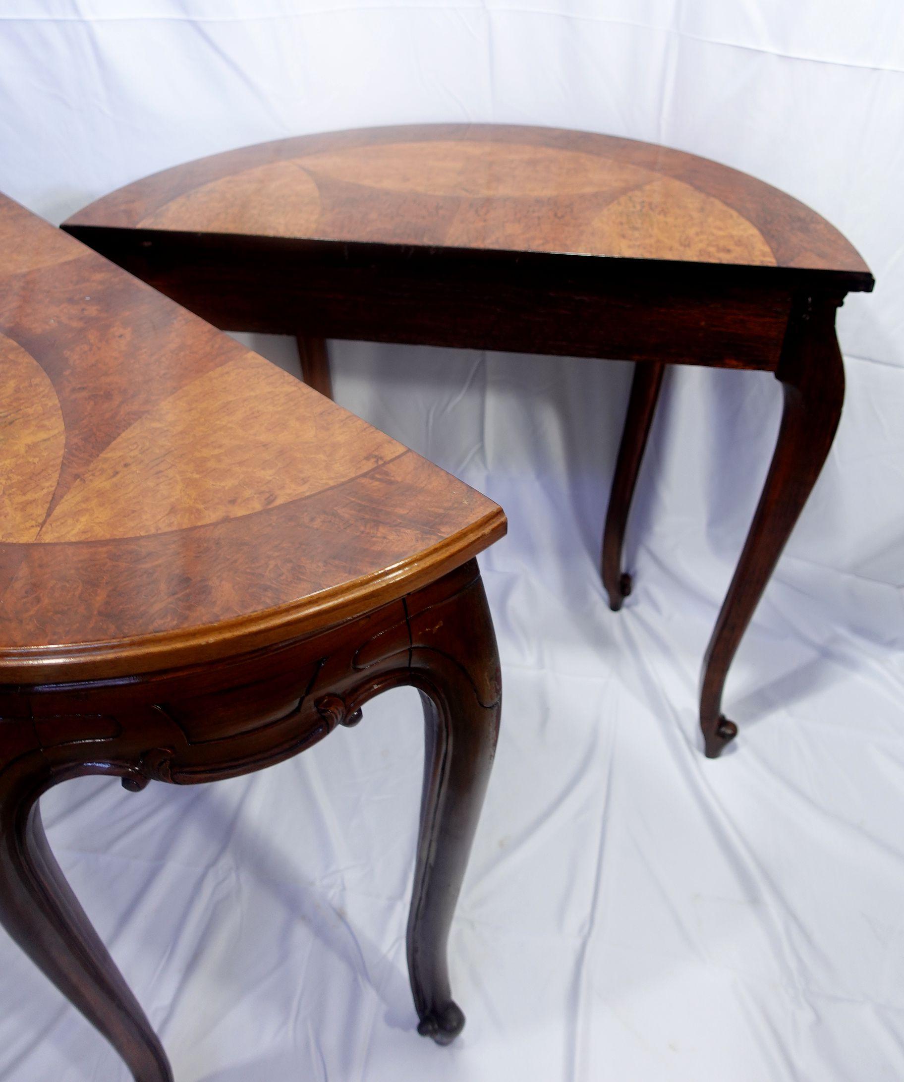 Antique Pair of Venetian Demilune Console Tables, 19th Century  For Sale 11
