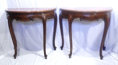 Antique Pair of Venetian Demilune Console Tables, 19th Century