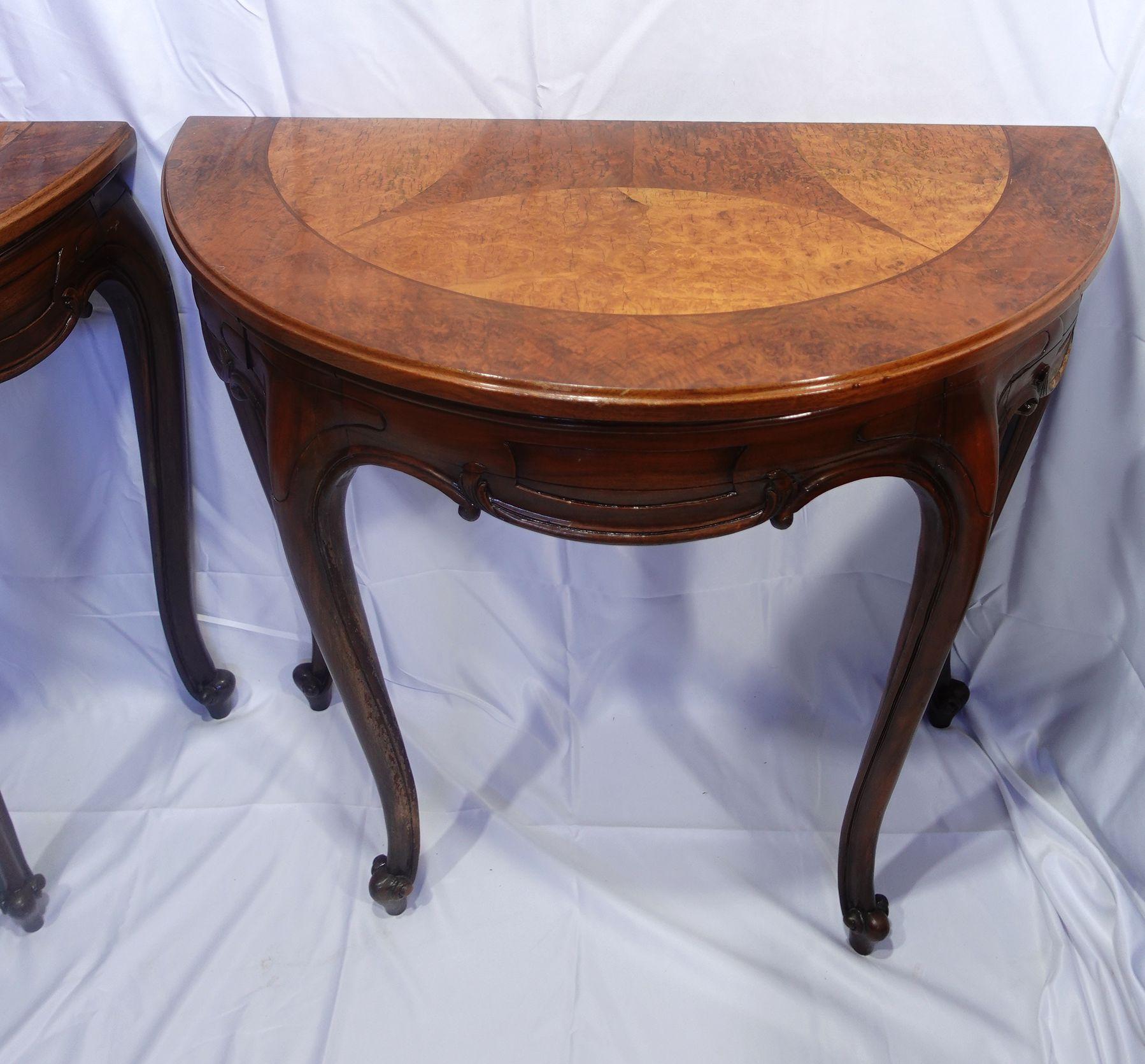 Antique Pair of Venetian Demilune Console Tables, 19th Century  For Sale 1