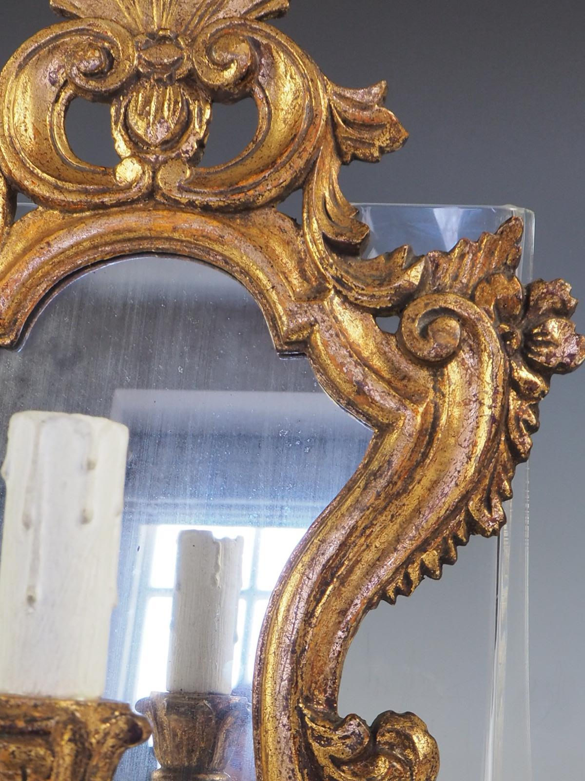 Antique Pair of Venetian ‘Girandole’ Wall Mirror Lights For Sale 8