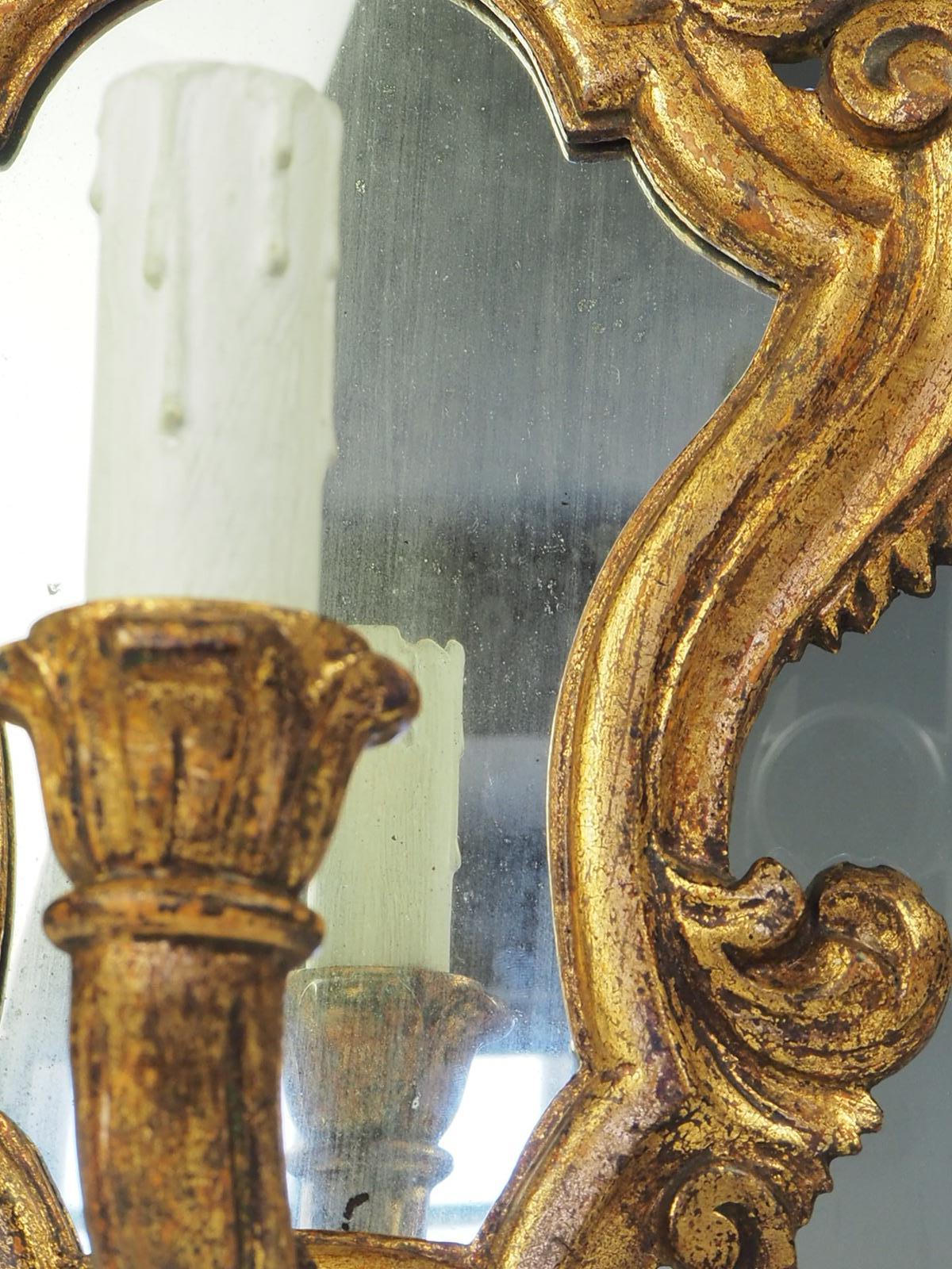 Paire d'antiquités vénitiennes 'Girandole' Wall Mirror Lights en vente 10