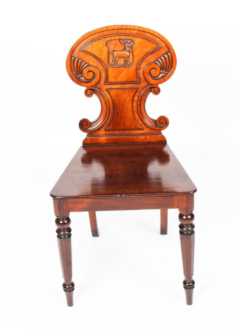 Antique Pair of Victorian Mahogany Hall Chairs, 19th Century at 1stDibs