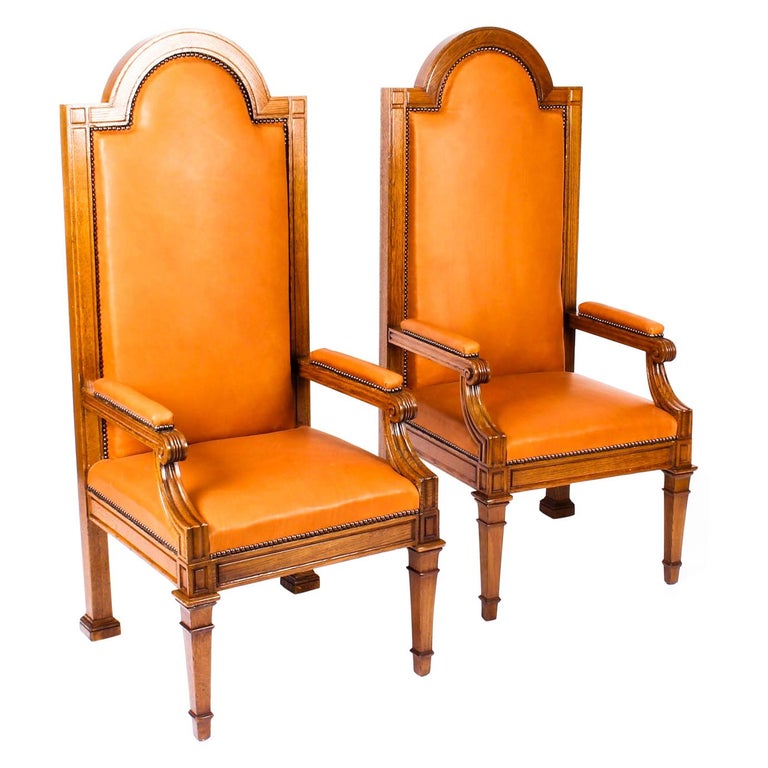 Antique Pair of Victorian Oak and Leather High Back Throne Chairs, 19th  Century at 1stDibs | victorian high back chair, high back victorian chair,  victorian high back chairs