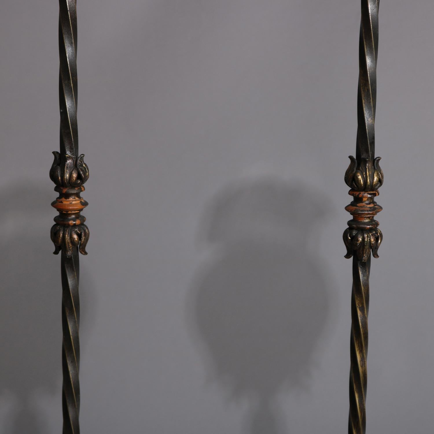Antique Pair of Victorian Torchiere Figural Painted Iron Floor Lamps, circa 1890 3