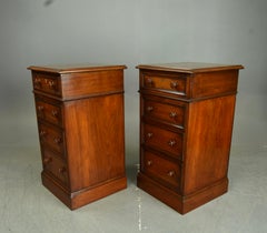 Antique pair of Victorian walnut nite stands lockers bedside chests of drawers