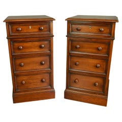 Antique pair of Victorian walnut nite stands lockers bedside chests of drawers 