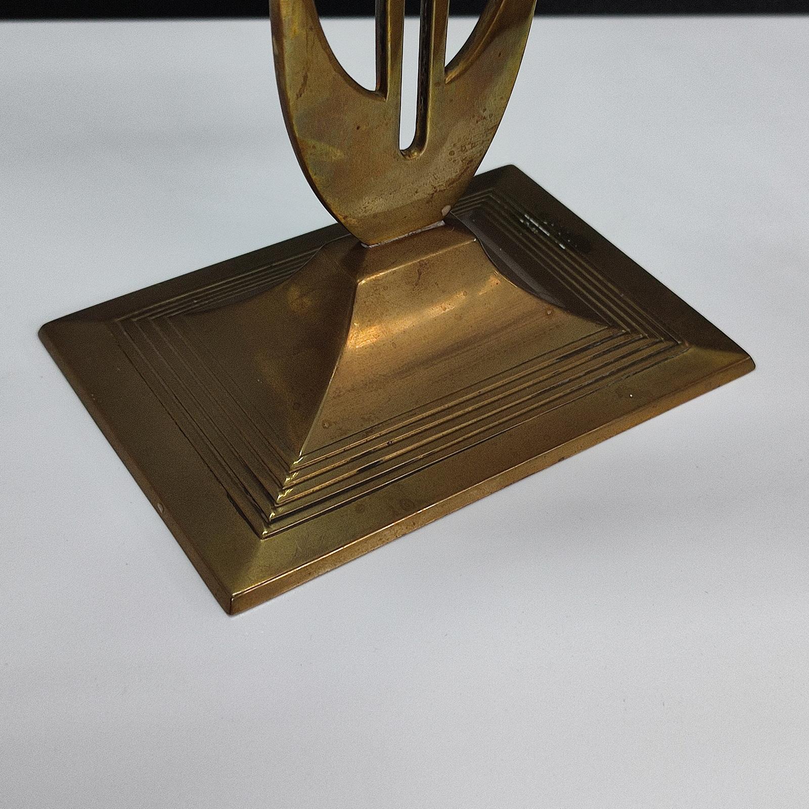 Early 20th Century Antique Pair of Viennese Secession Brass Table Candlesticks / Holders by WMF
