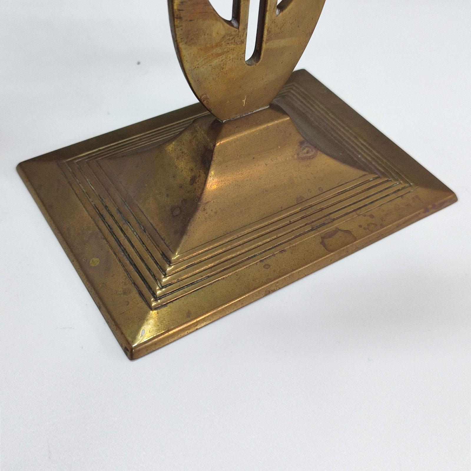 Antique Pair of Viennese Secession Brass Table Candlesticks / Holders by WMF 1