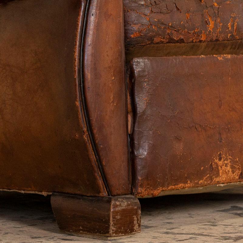 Antique Pair of Vintage Leather Club Chairs from France 2