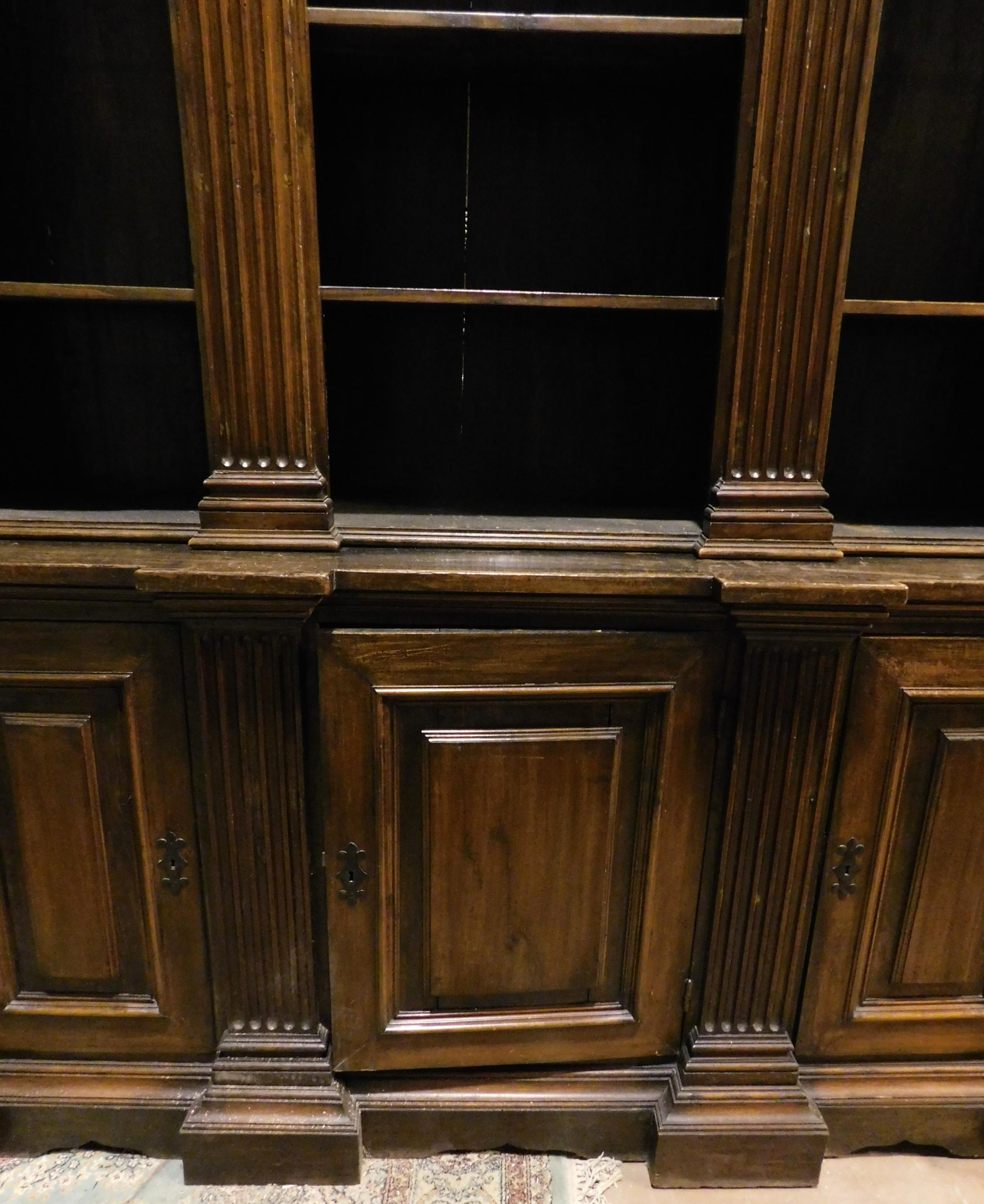 Hand-Carved Antique Walnut Bookcases, 19th Century Italy