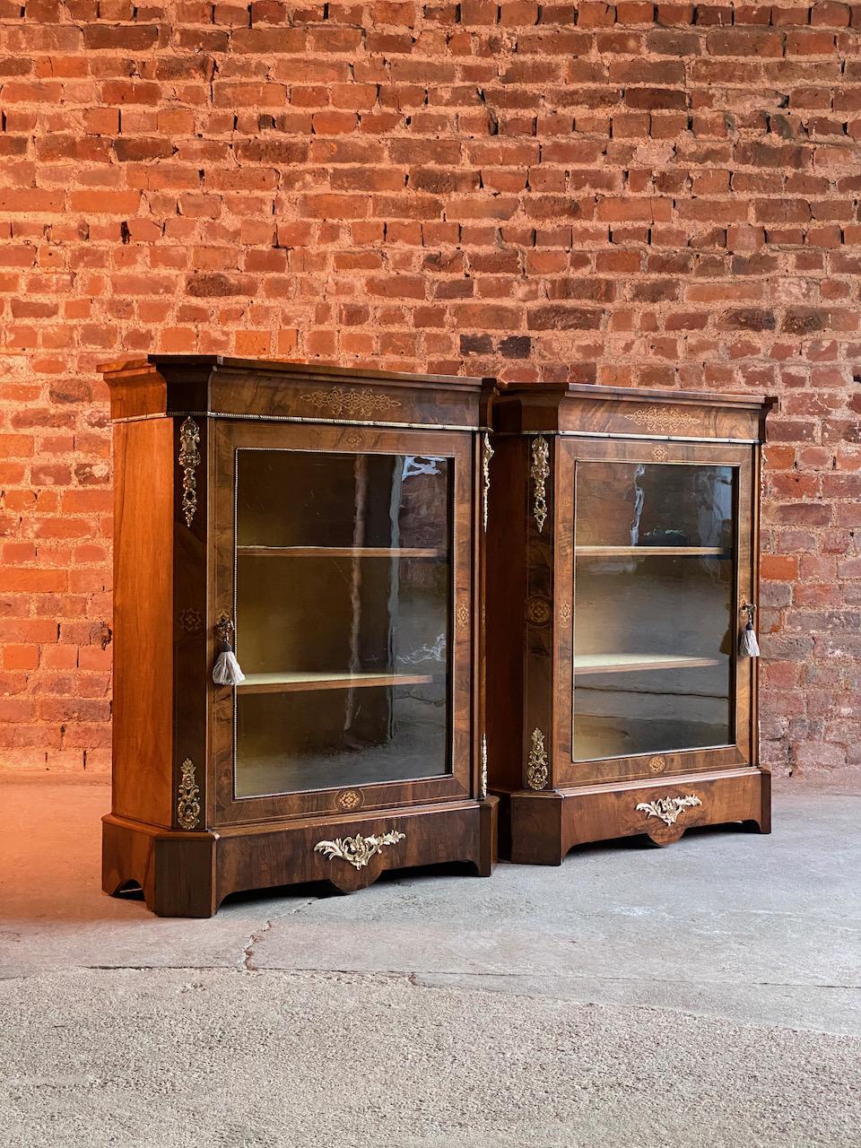 Antique Pair of Walnut Pier Cabinets Victorian, circa 1880 In Good Condition For Sale In Longdon, Tewkesbury