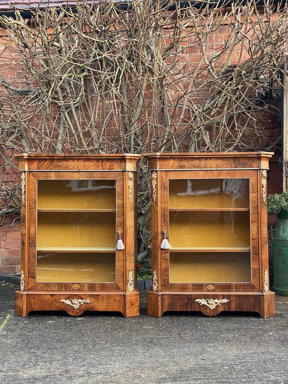 Antique Pair of Walnut Pier Cabinets Victorian, circa 1880 For Sale 2