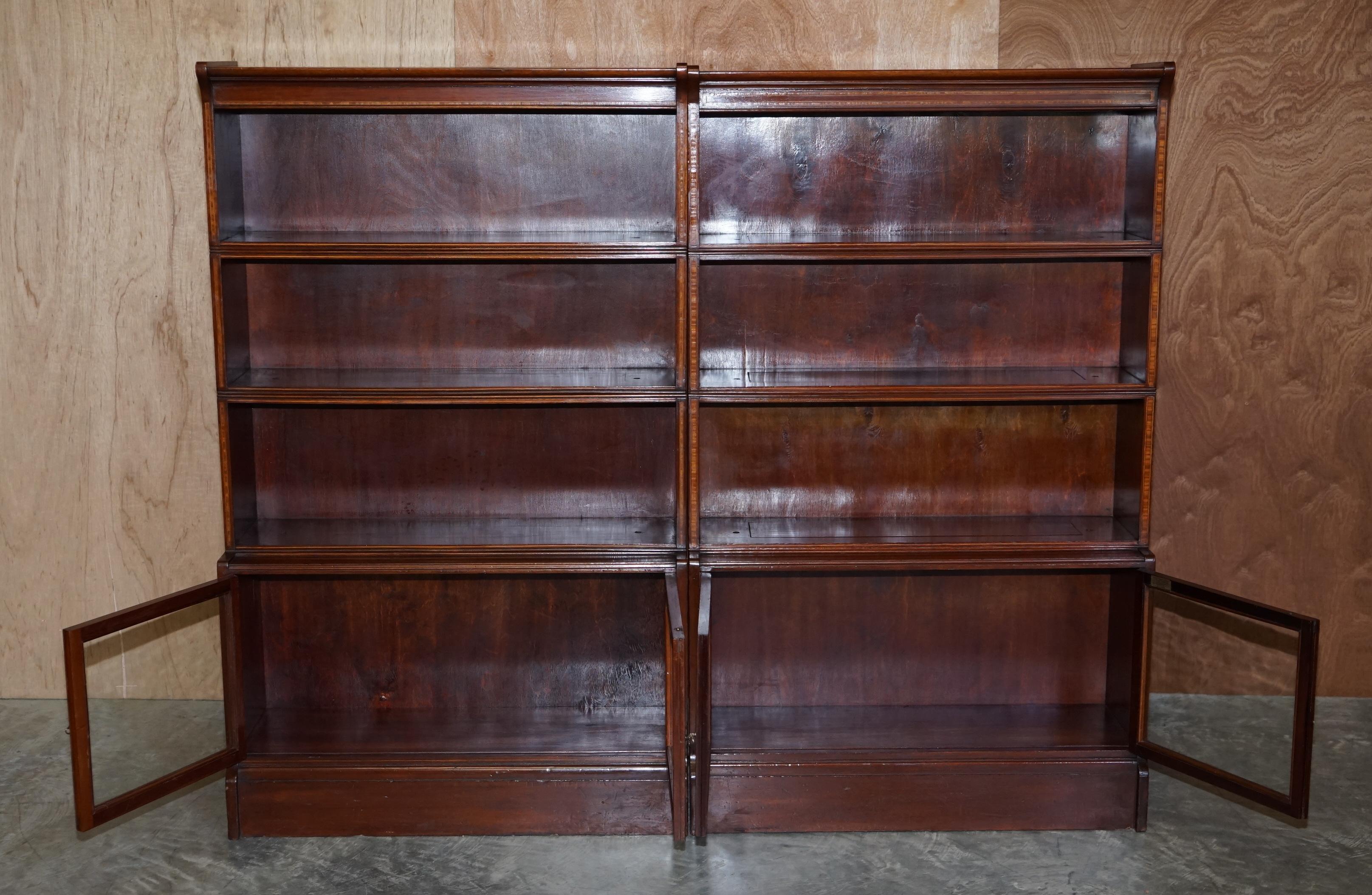 Antique Pair of William Baker Co Hardwood Satinwood & Walnut Legal Bookcases For Sale 2