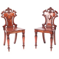 Antique Pair of William IV Mahogany Hall Chairs