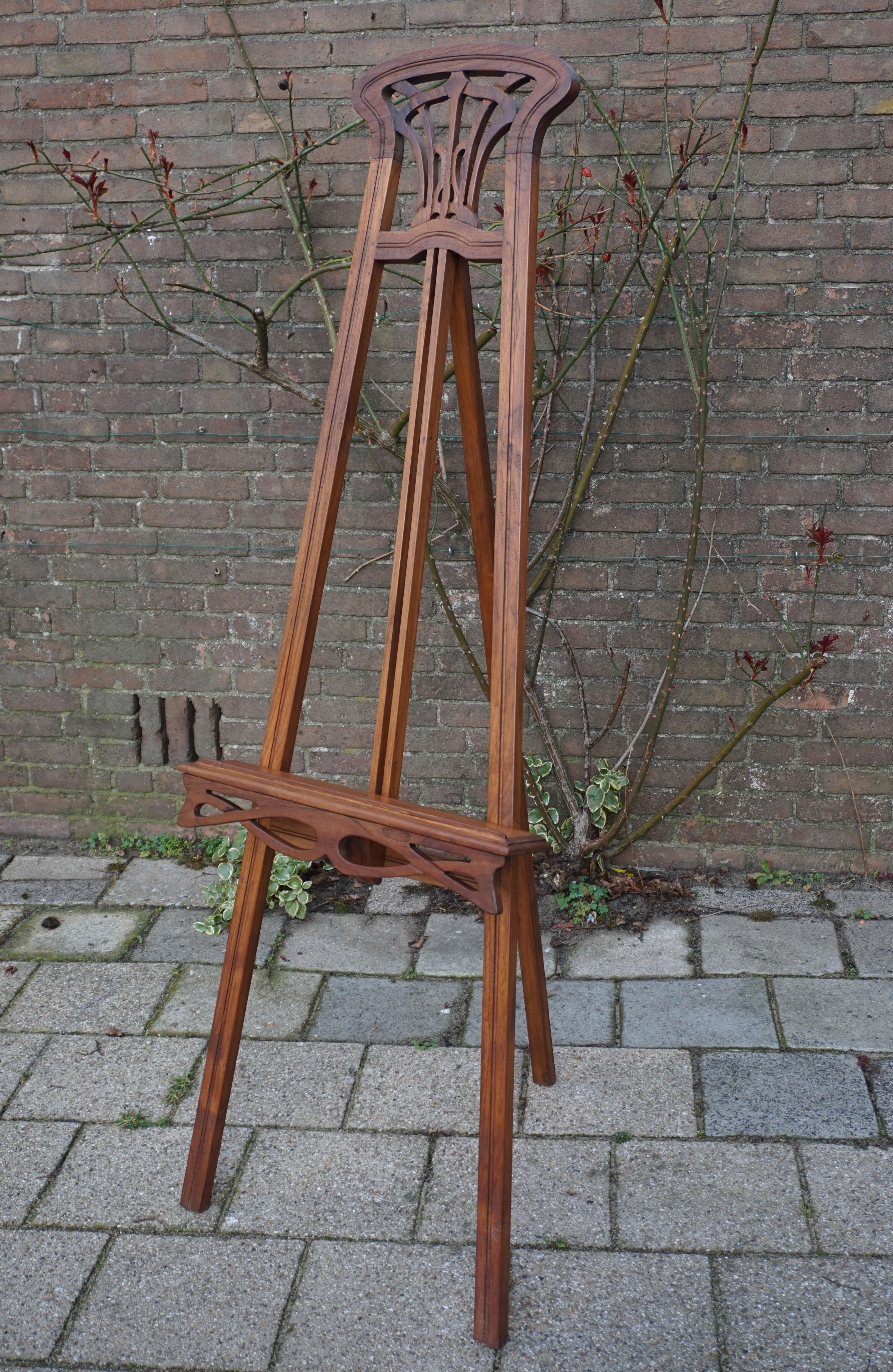 Teak Antique Pair of Wooden Arts and Crafts Painting Easels / Gallery Display Stand
