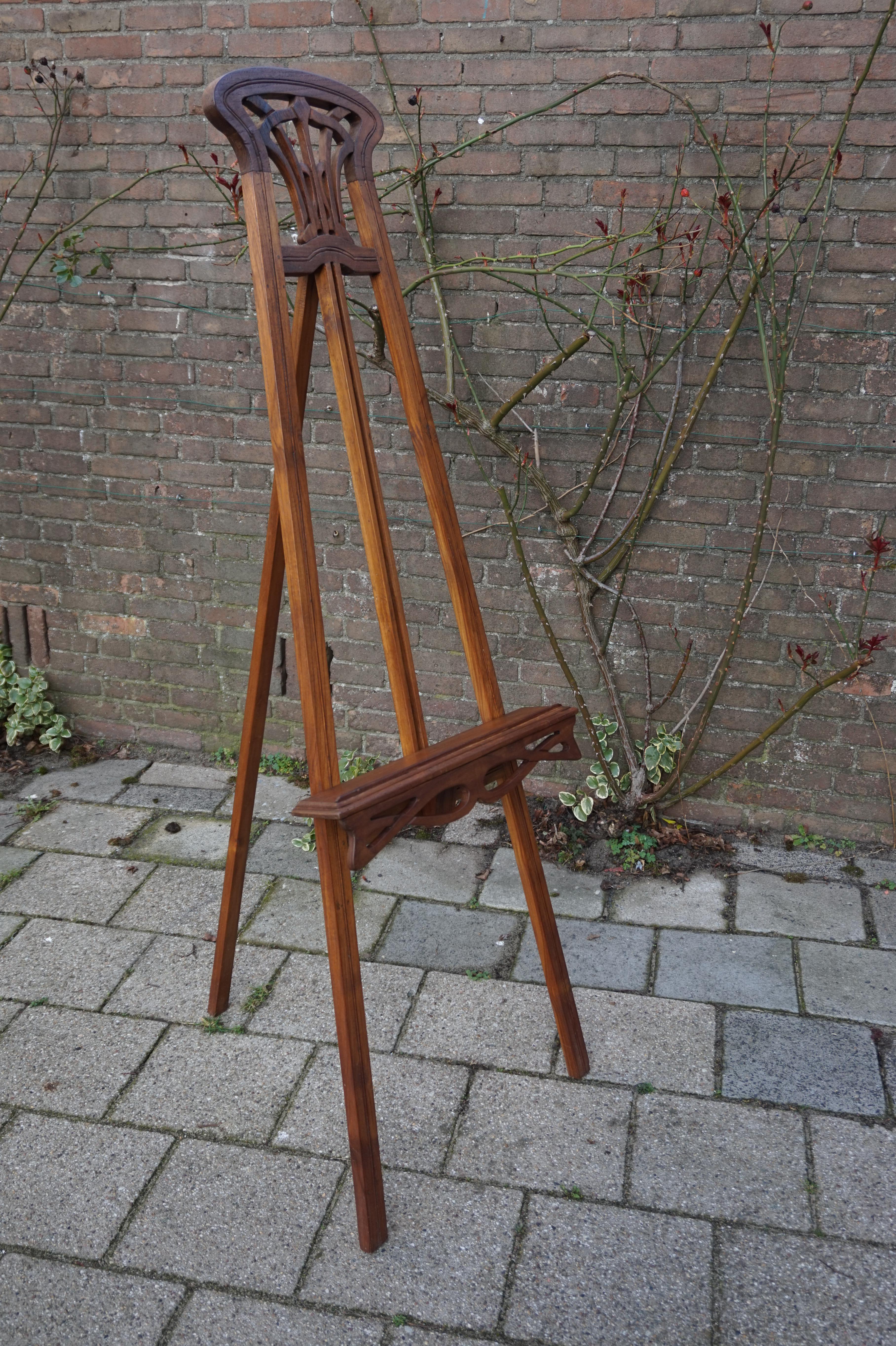 Antique Pair of Wooden Arts & Crafts Painting Easels / Gallery Display Stand 1