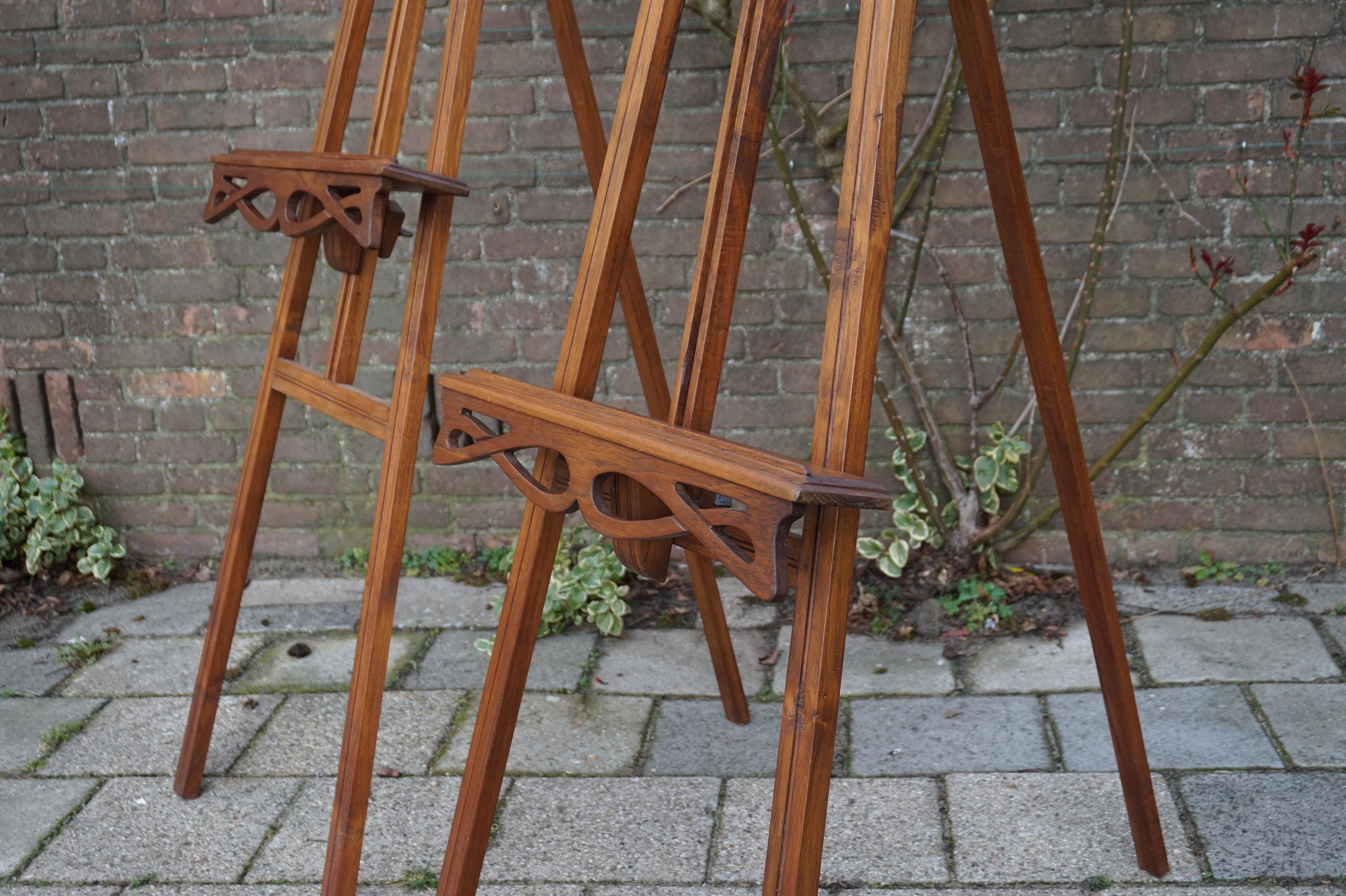 Antique Pair of Wooden Arts and Crafts Painting Easels / Gallery Display Stand 3