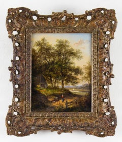 Antique Pair Oil on Board Paintings by Jan Evert Morel 18th Century