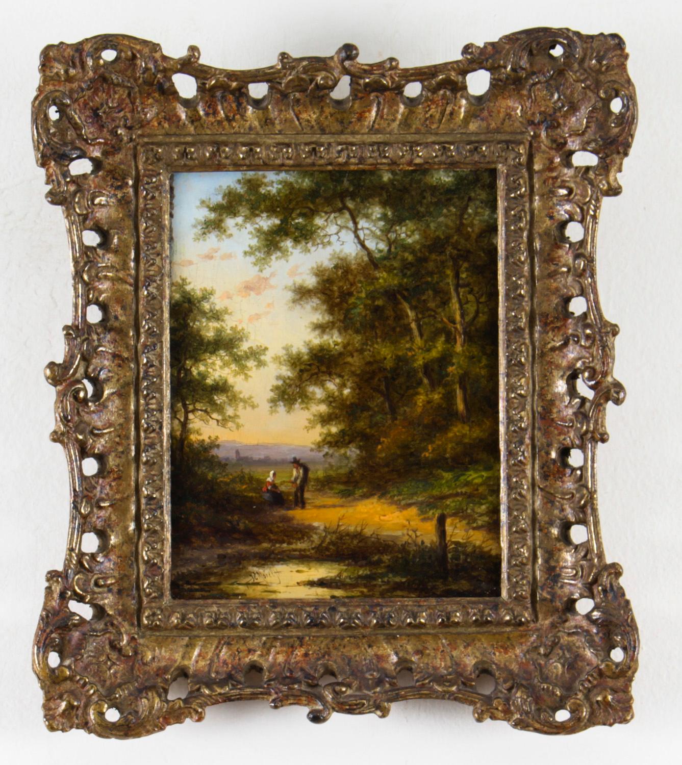 Fin du XVIIIe siècle Paire de peintures anciennes à l'huile sur panneau de Jan Evert Morel, 18ème siècle en vente