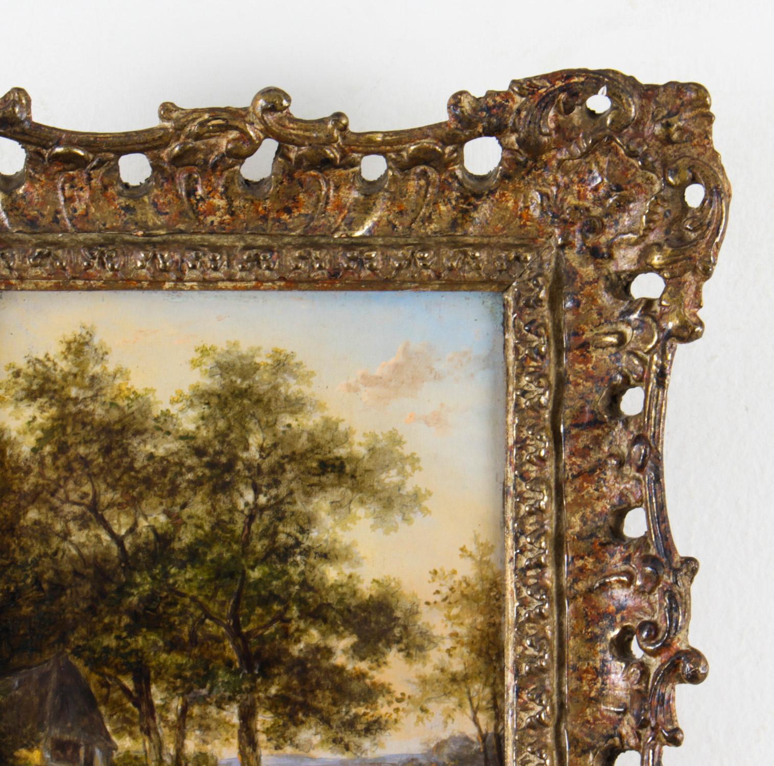 Antique Pair Oil on Board Paintings by Jan Evert Morel, 18th C In Good Condition For Sale In London, GB