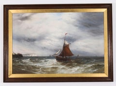 Antique Pair Oil On Canvas Seascape Paintings Gustave De Bréanski 19th Century