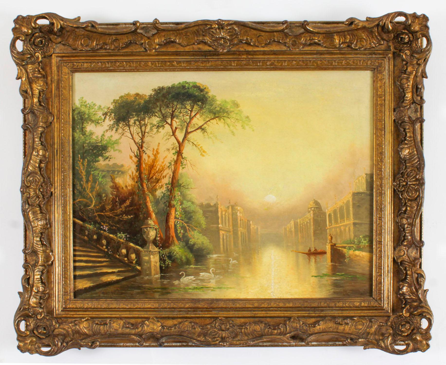 Paire de peintures vénitiennes sur toile anciennes de James Salt 19ème siècle 5
