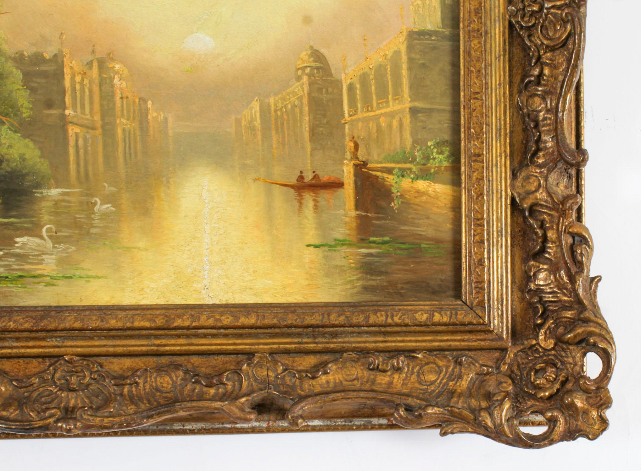 Paire de peintures vénitiennes sur toile anciennes de James Salt 19ème siècle 9