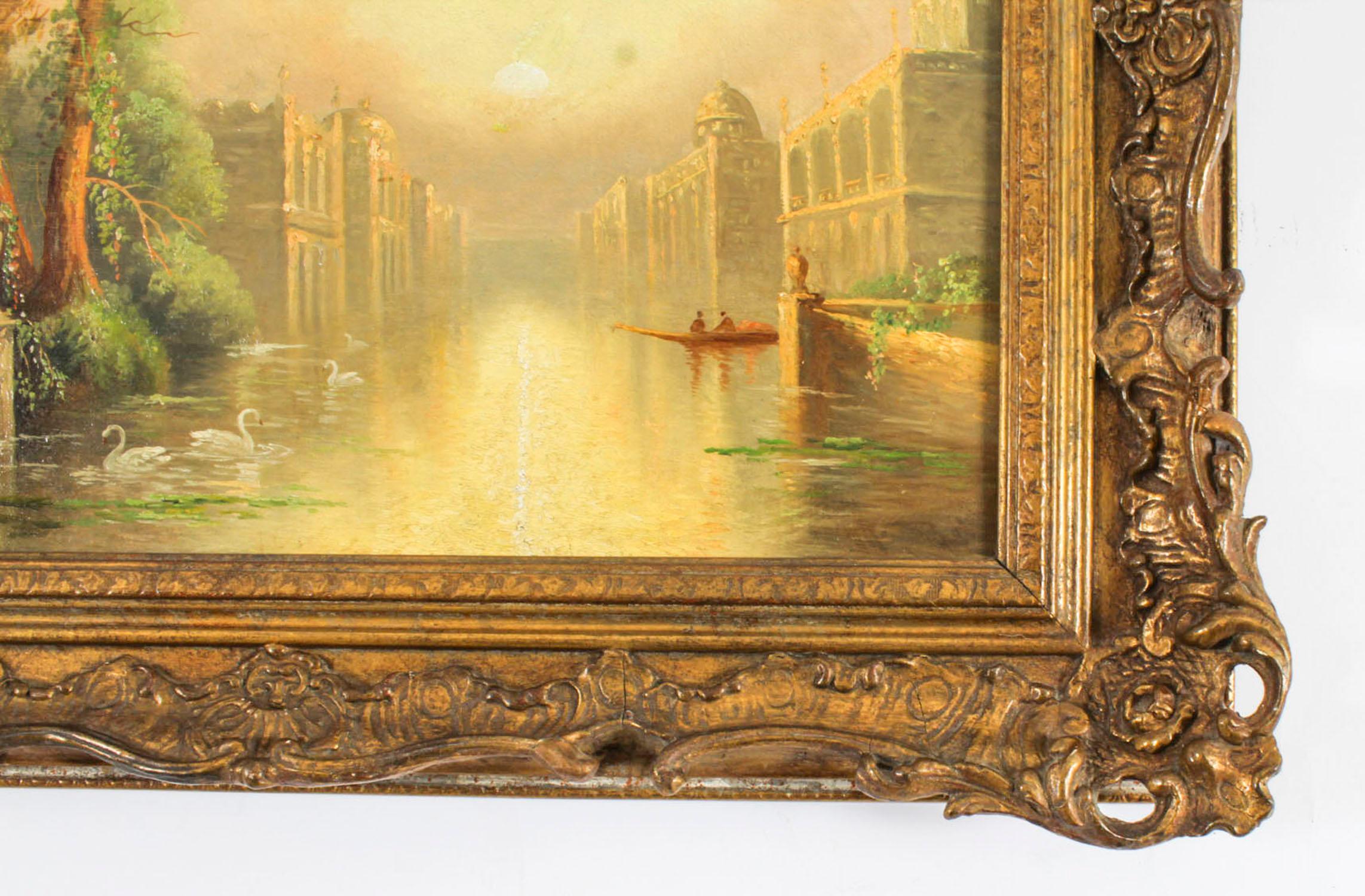 Paire de peintures vénitiennes sur toile anciennes de James Salt 19ème siècle 11