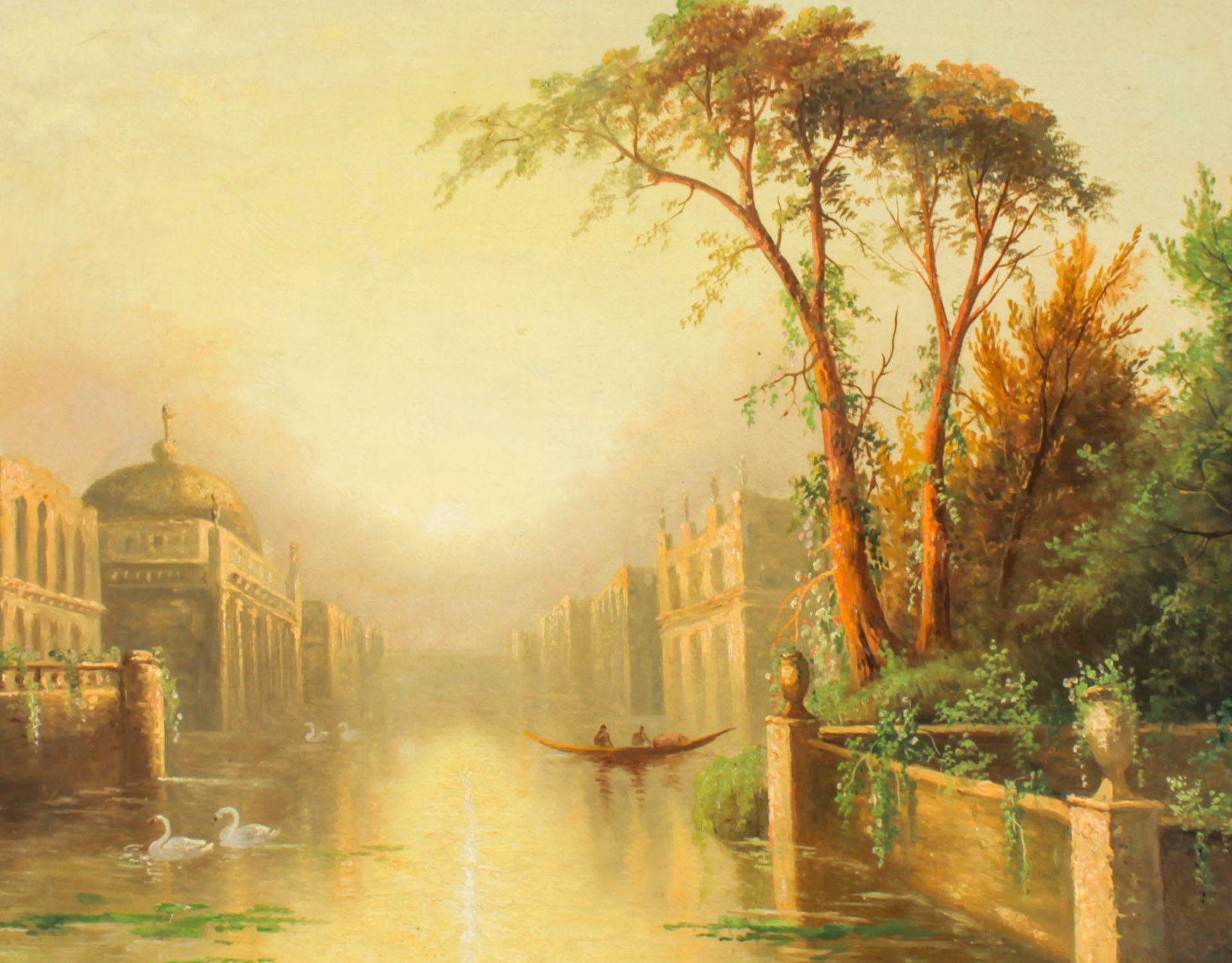 Anglais Paire de peintures vénitiennes sur toile anciennes de James Salt 19ème siècle