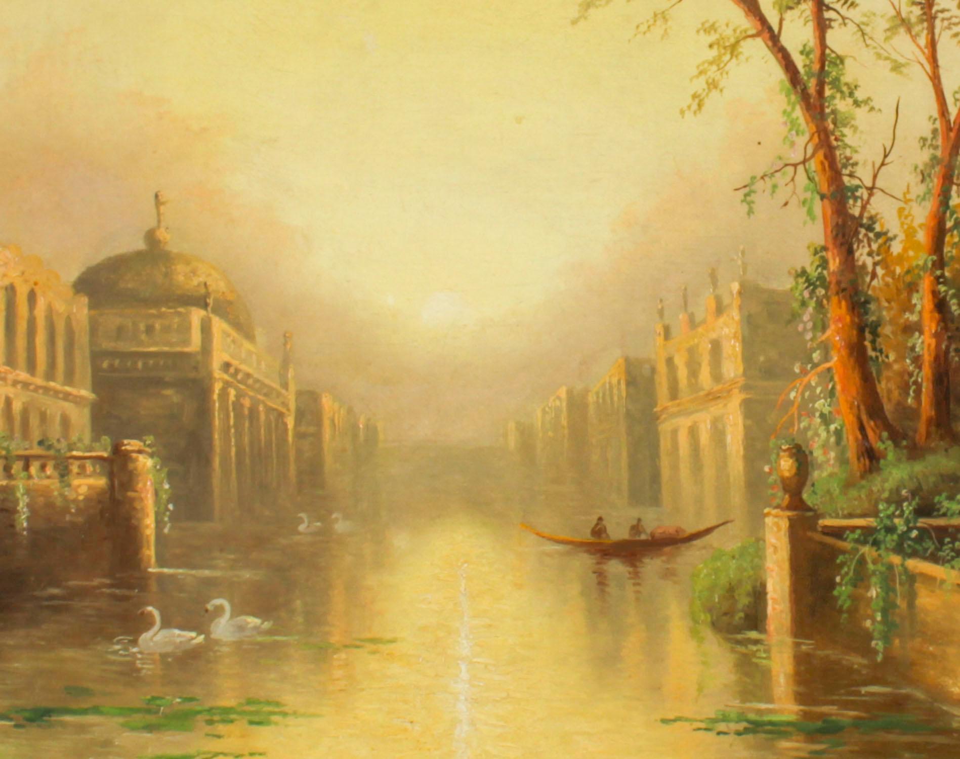 Paire de peintures vénitiennes sur toile anciennes de James Salt 19ème siècle Bon état à London, GB
