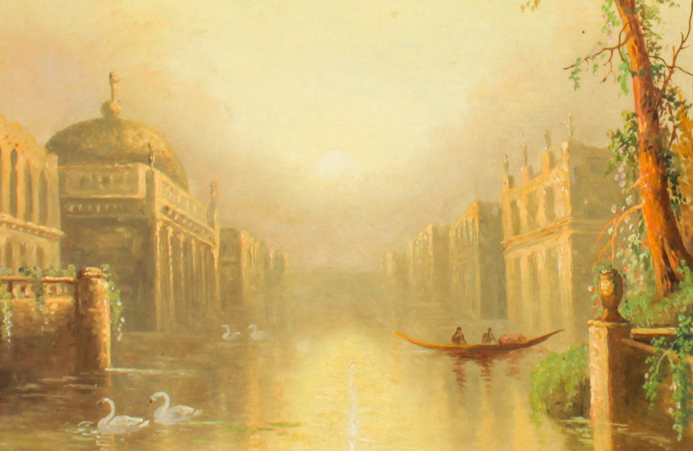 XIXe siècle Paire de peintures vénitiennes sur toile anciennes de James Salt 19ème siècle