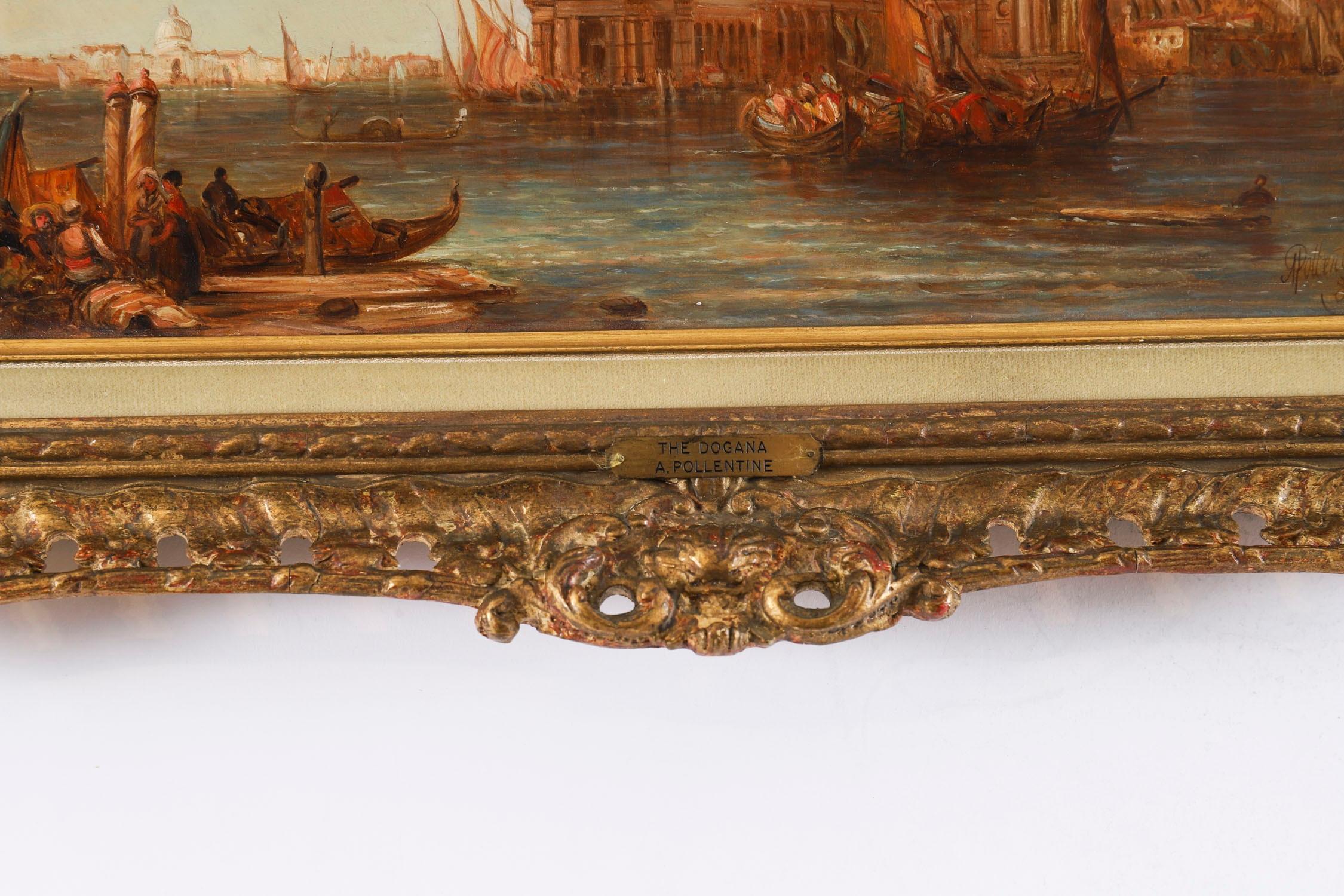 Antique Pair Oil Paintings Doges Palace & Dogana Venice 19th Century For Sale 14