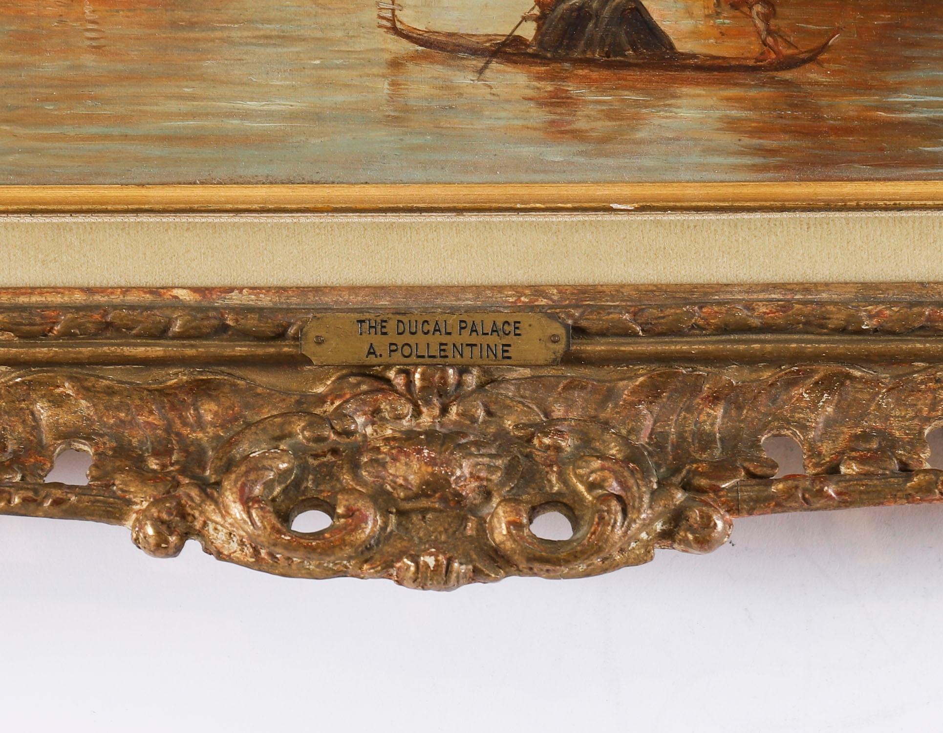 Antique Pair Oil Paintings Doges Palace & Dogana Venice 19th Century For Sale 1