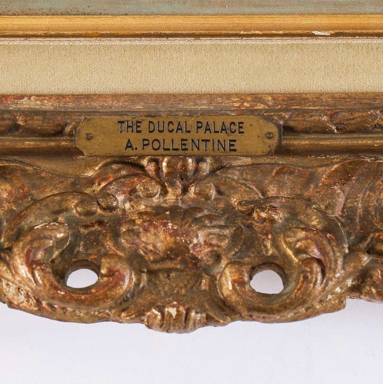 Antique Pair Oil Paintings Doges Palace & Dogana Venice 19th Century For Sale 4
