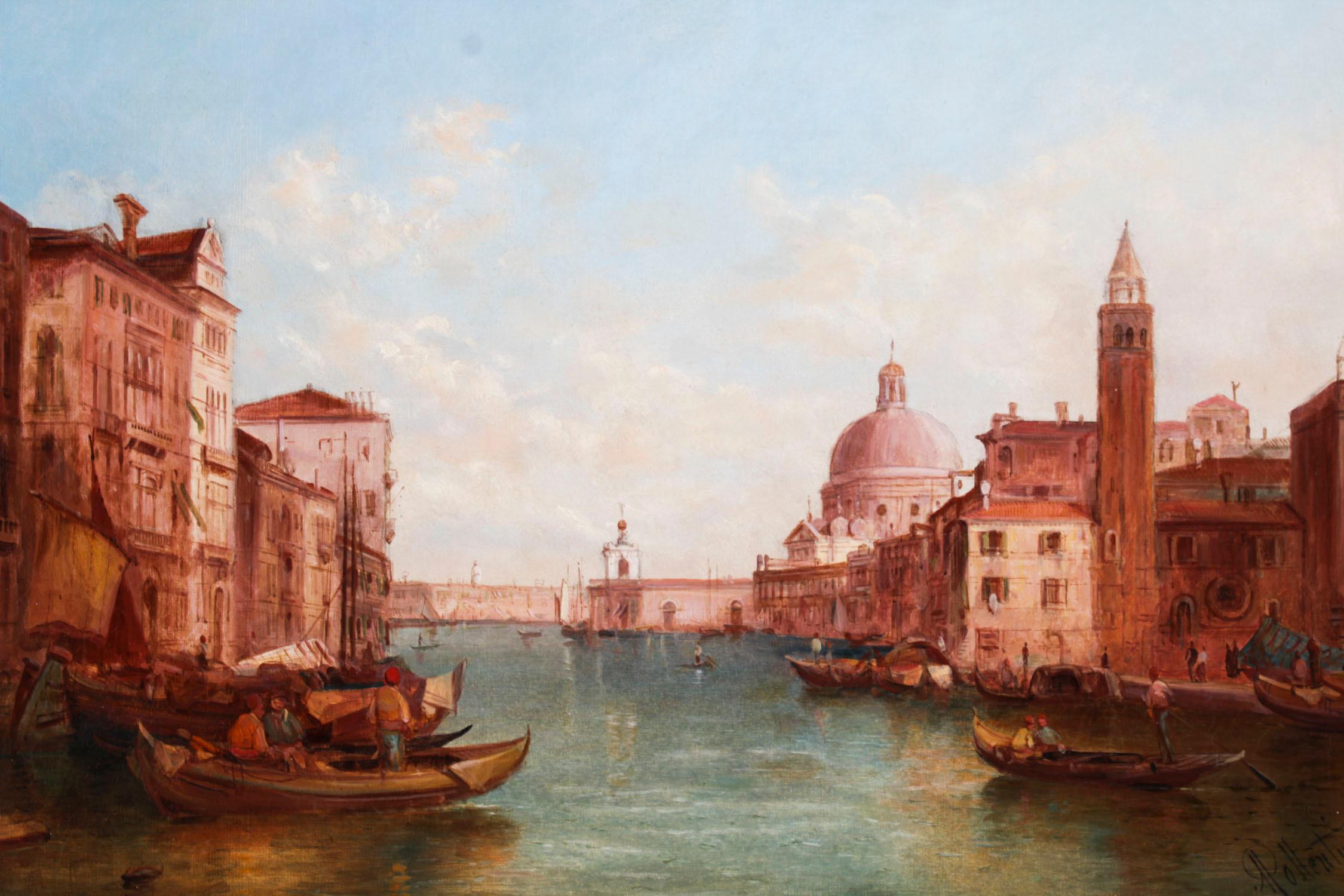 Antique Pair Oil Paintings Grand Canal Venice Alfred Pollentine 19th Century 6