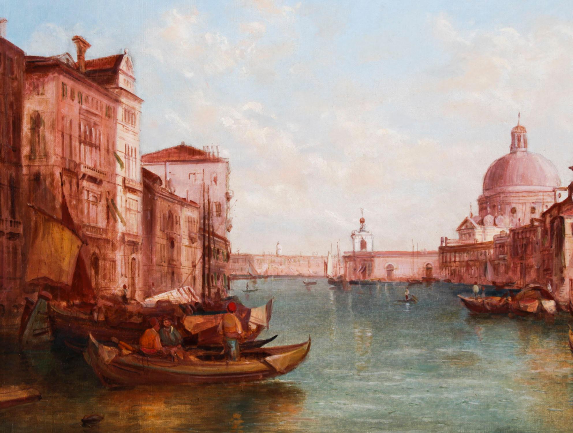 Antique Pair Oil Paintings Grand Canal Venice Alfred Pollentine 19th Century 7